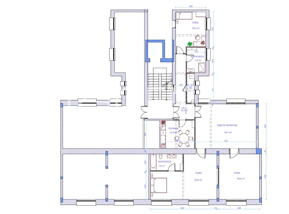Stan 163 m², Palmotićeva — lift, potpuna obnova, 3 spavaće sobe