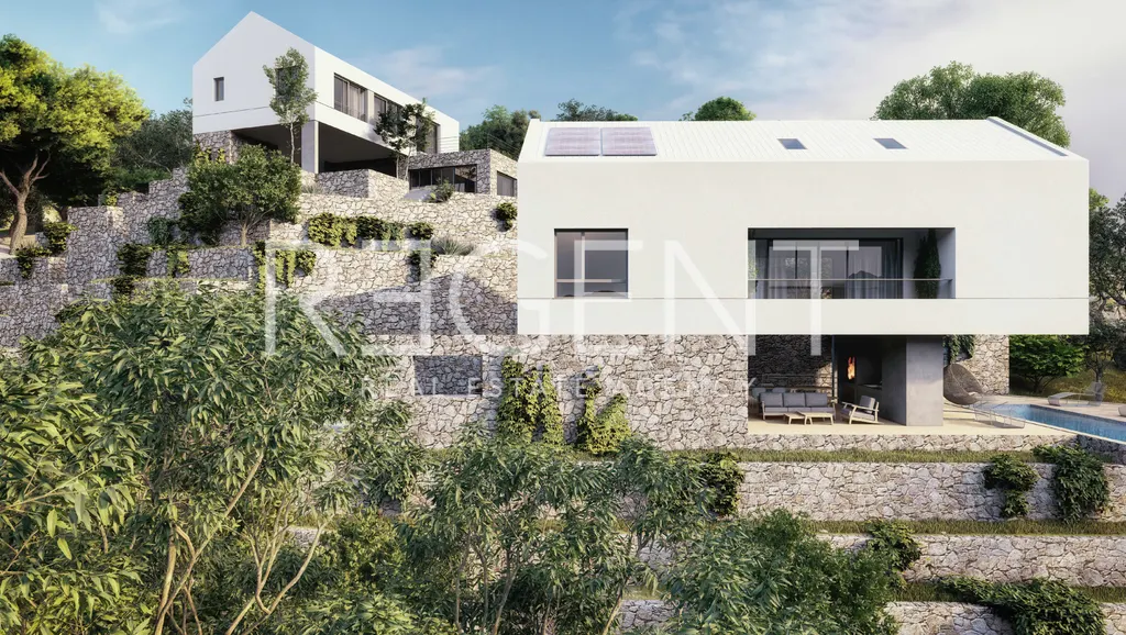 Brač, Farska - building plot with villa project 897m2