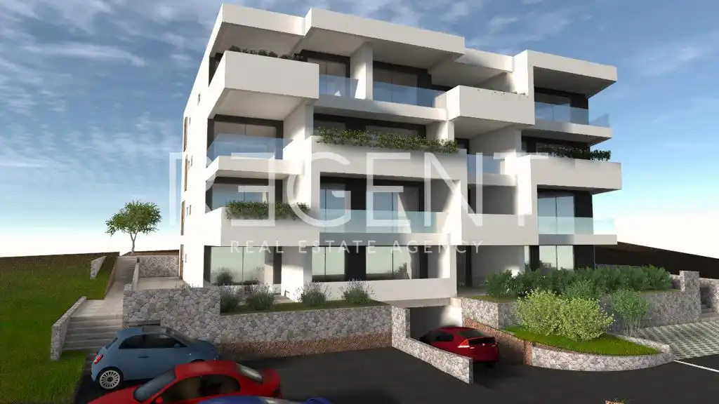 Trogir, Okrug Gornji – Dvosoban stan s pogledom na more 65 m2 novogradnja