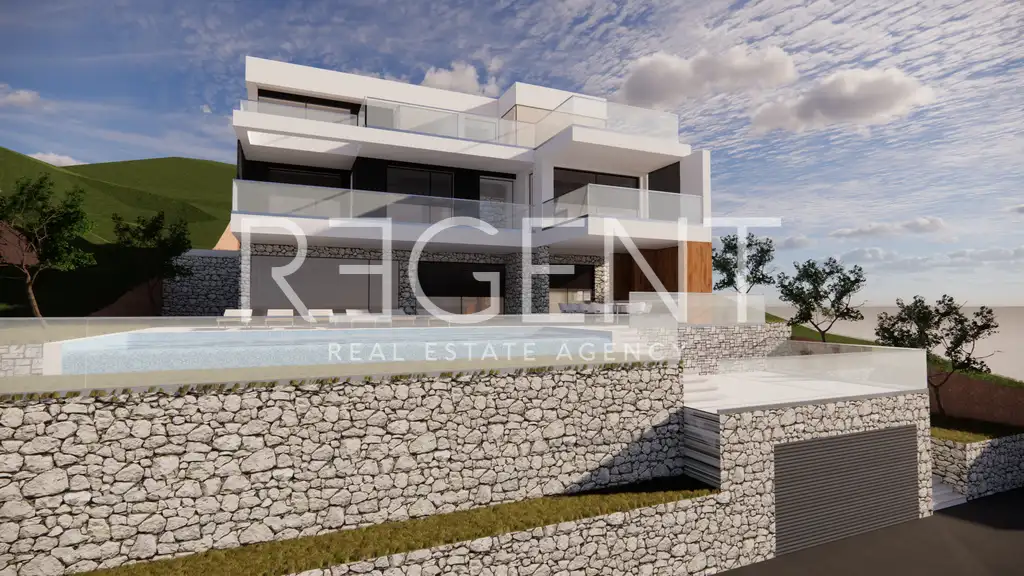 Omiš, Pisak - Građevinsko zemljište sa projektom vile