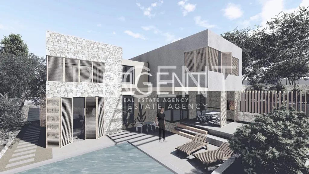 Brač, Splitska - Stavebný pozemok s projektom 1512 m2