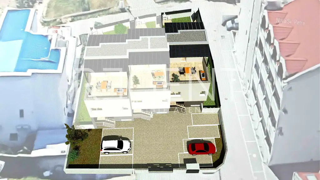 Kaštel Štafilić - Villa mit Dachterrasse und Pool in Strandnähe