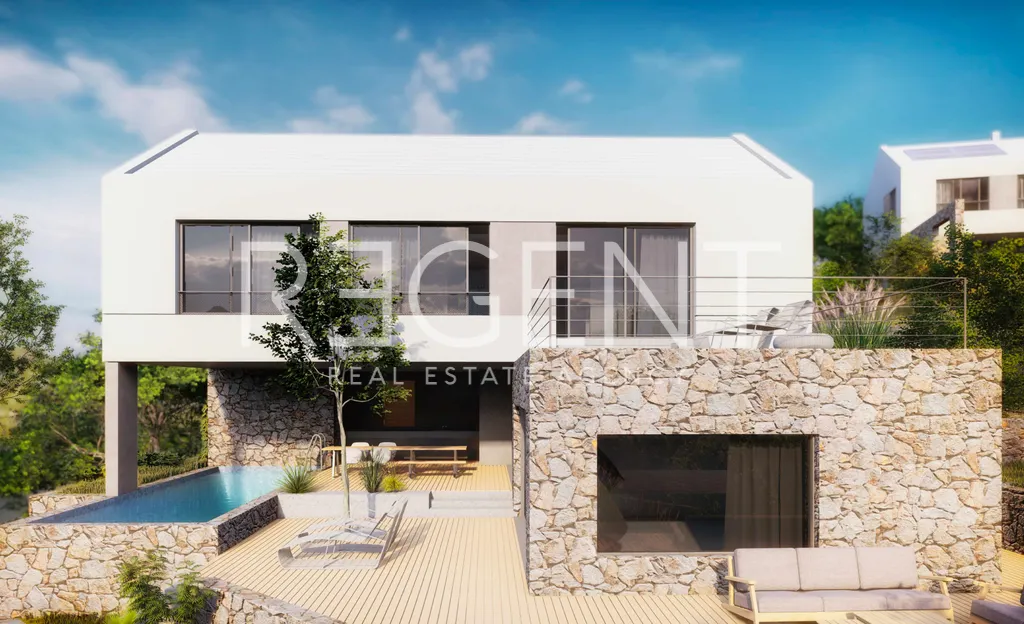 Brač, Farska - building plot with villa project 897m2