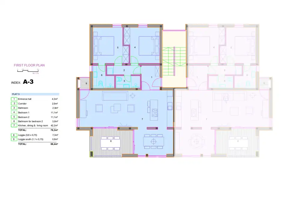 Pelješac, Orebić - Dvosoban apartman s loggiom u novogradnji