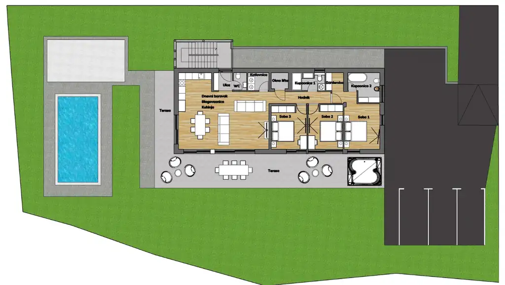Gračani, stan 374 m² — vrt, bazen, garažno mjesto, lift, terasa