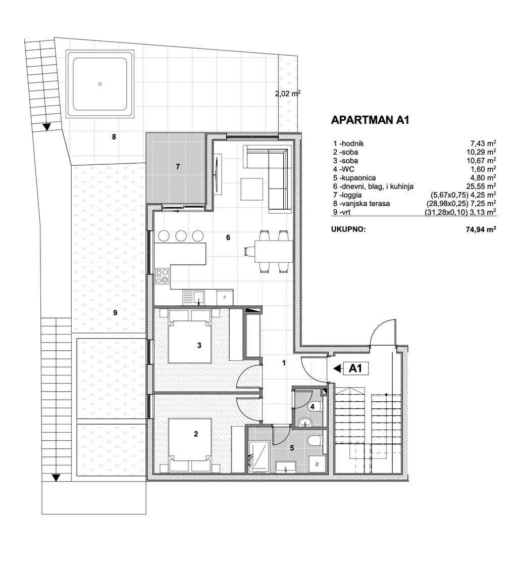 Trogir, Čiovo - Apartmán v luxusnom apartmánovom komplexe pri mori 75m2