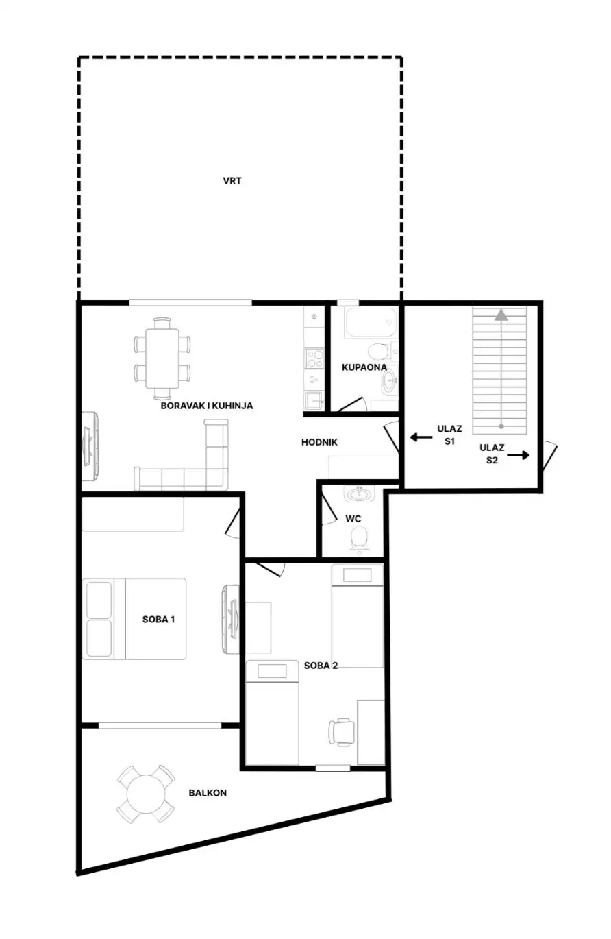 Záhřeb, Gračani – Třípokojový byt se zahradou v novostavbě