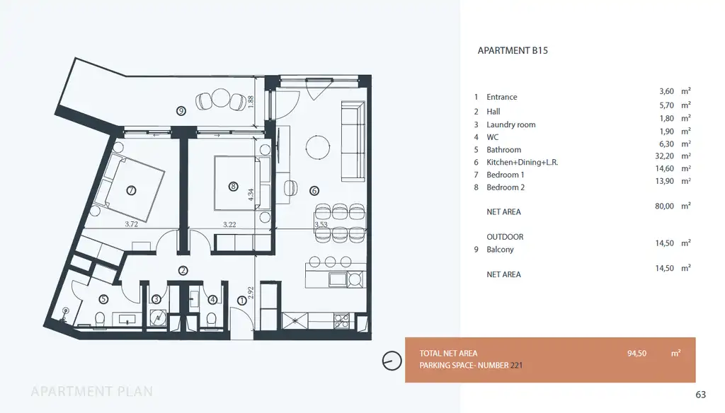 Istrien, Petram Resort – Appartement 94,50 m², 2 Schlafzimmer, Balkon, Parkblick