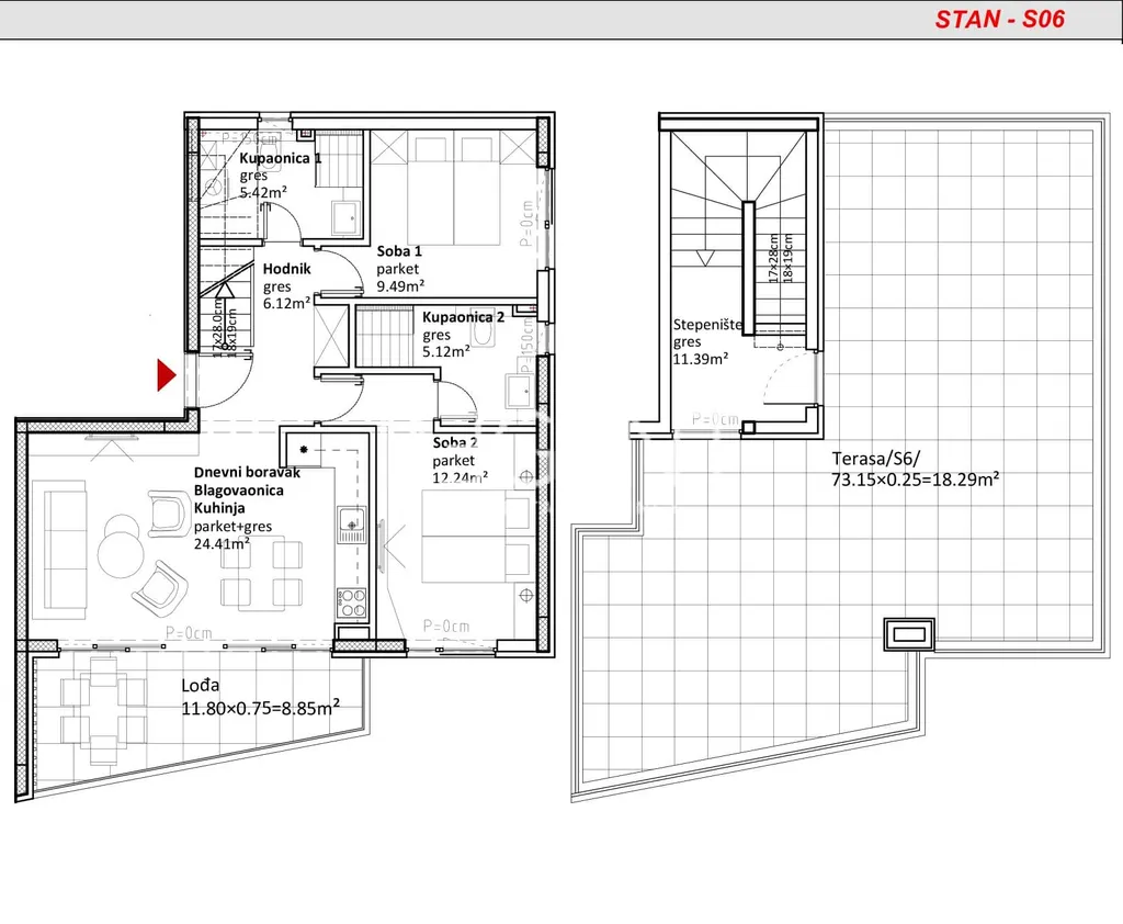 Zadar, Sukošan - Penthouse v novostavbě, 104 m2