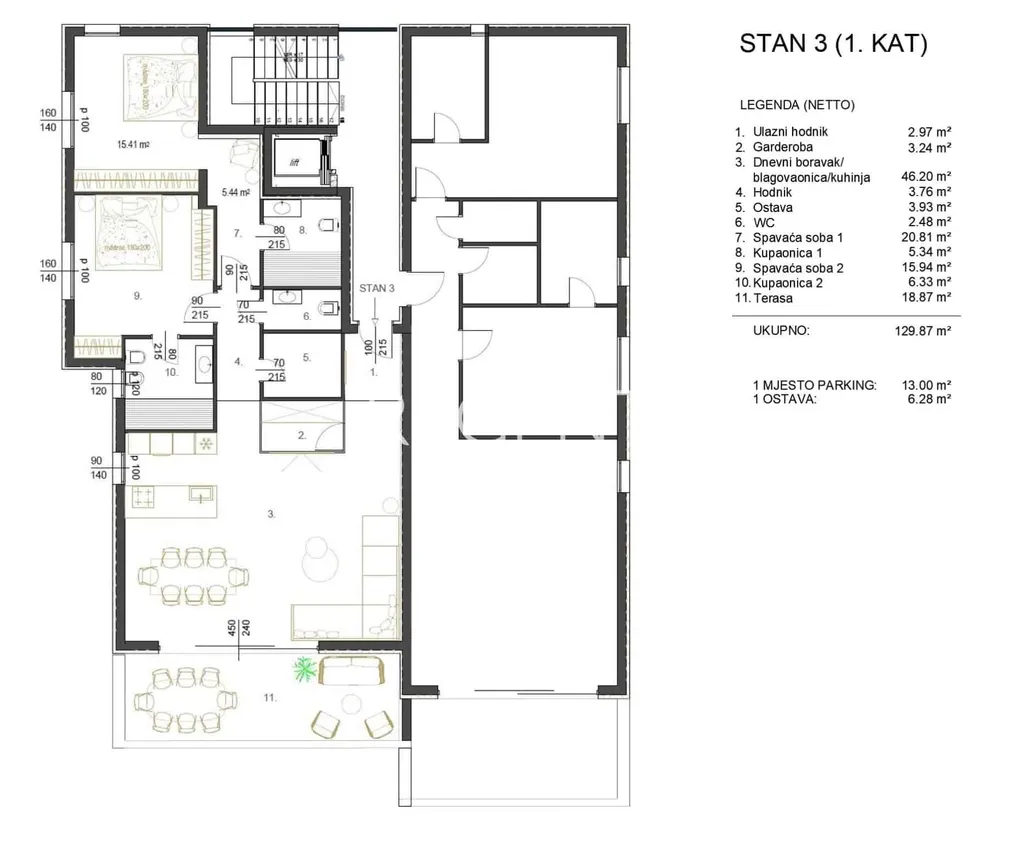 Istrie, Rovinj – Luxusní byt v novostavbě 130,25 m2