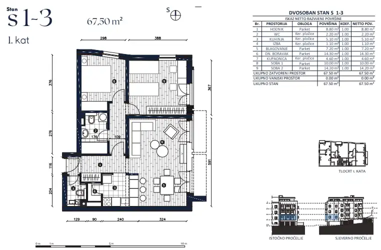 Záhřeb, Črnomerec - Moderní třípokojový byt 67 m2, novostavba