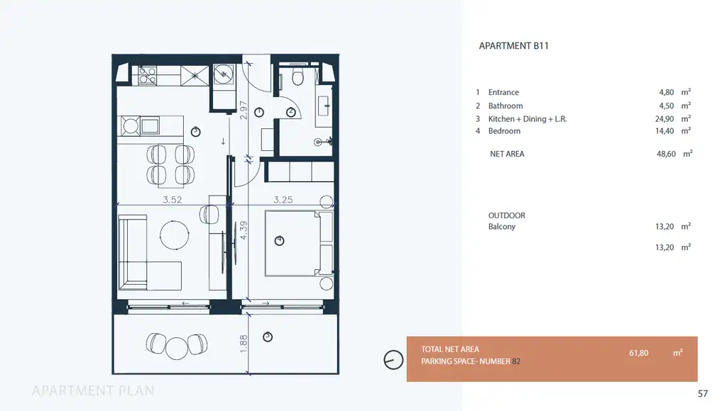 Istrien, Petram Resort – Apartment 61,80 m², 1 Schlafzimmer, Balkon, Meerblick