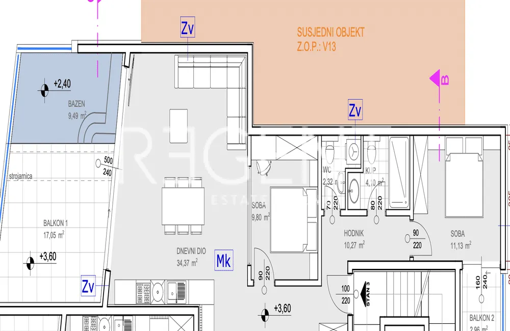 Šibenik, Grebaštica - Dvoupokojový byt s bazénem 92 m2 NOVÁ VÝSTAVBA
