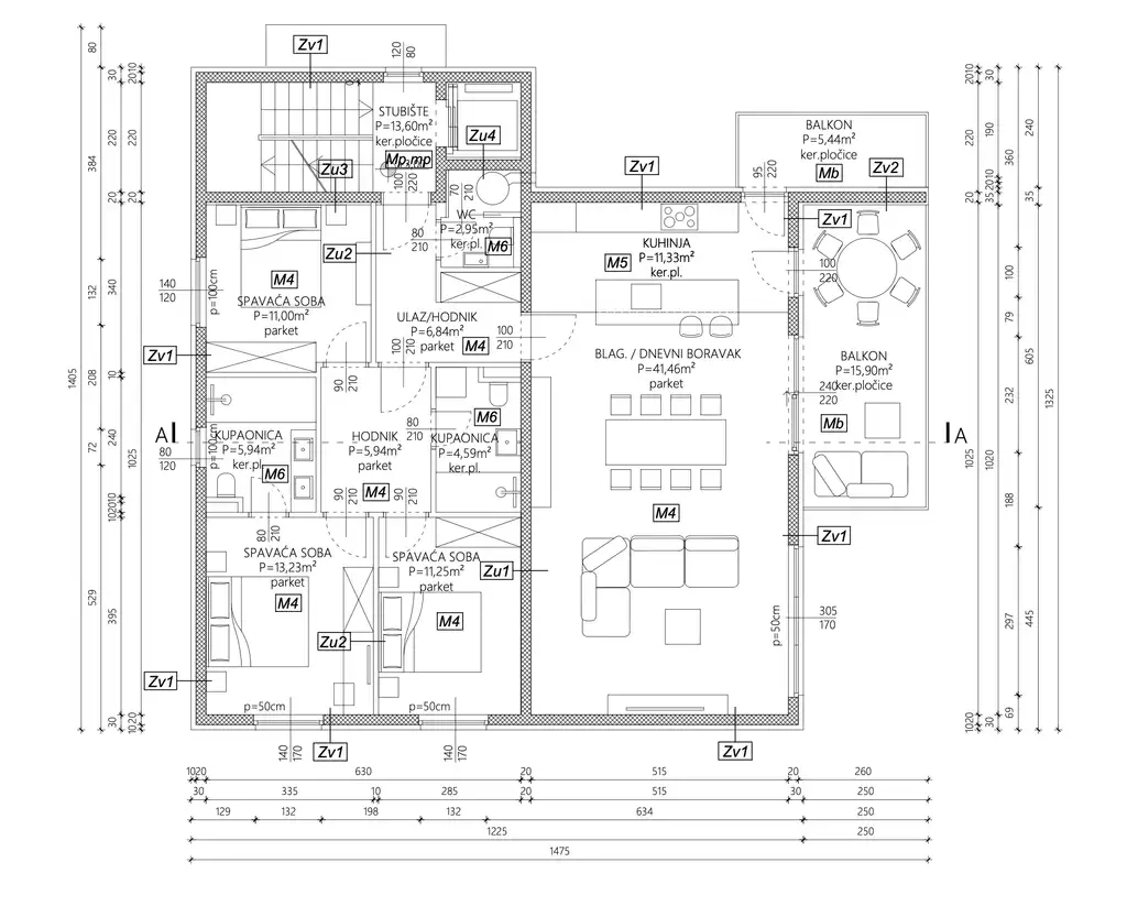 Trogir, Marina - Trosoban stan z balkonom v modernej novogradnji