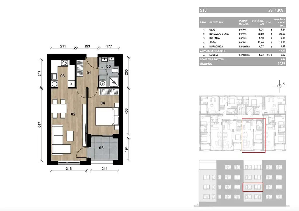 Zagreb, Dugave – Zweizimmerwohnung in Neubau mit Loggia