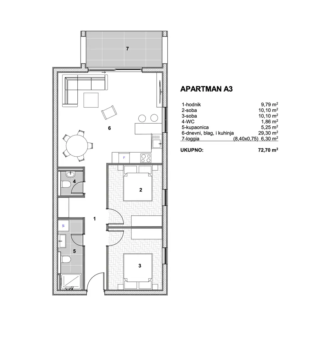 Trogir, Čiovo - Apartament w luksusowym kompleksie apartamentowym blisko morza 73 m2