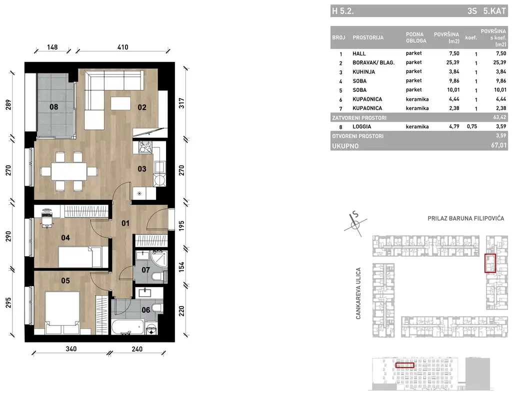 Záhřeb, Črnomerec - Moderní třípokojový byt 67 m2 novostavba