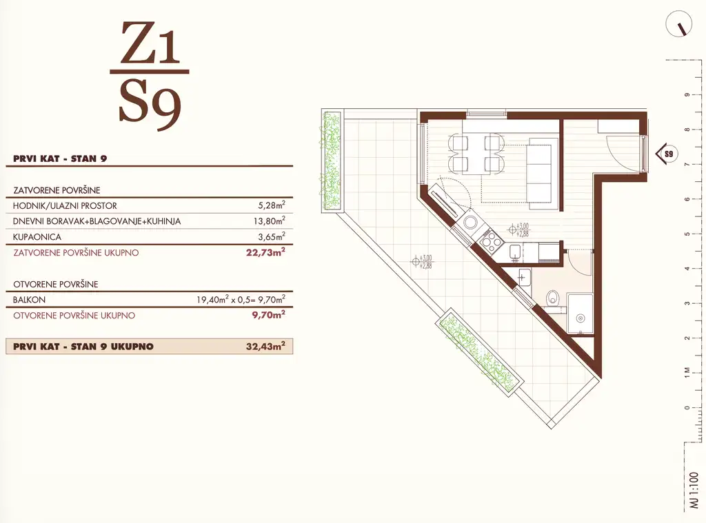 Split, Wysoka - Dwupokojowe mieszkanie z tarasem i loggią w nowoczesnym, nowym budownictwie