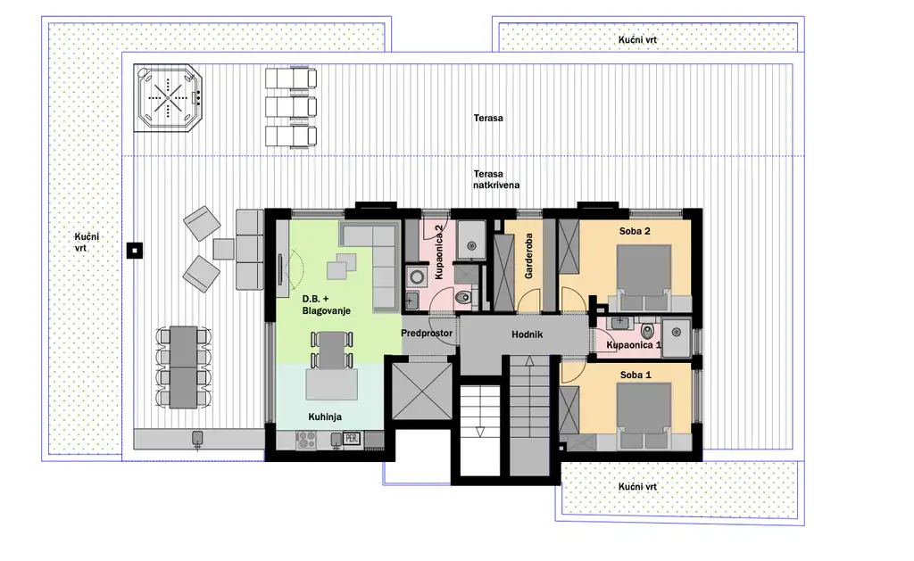 Split, Stobreč - Penthouse u nadgrađu sa terasama sa pogledom na more