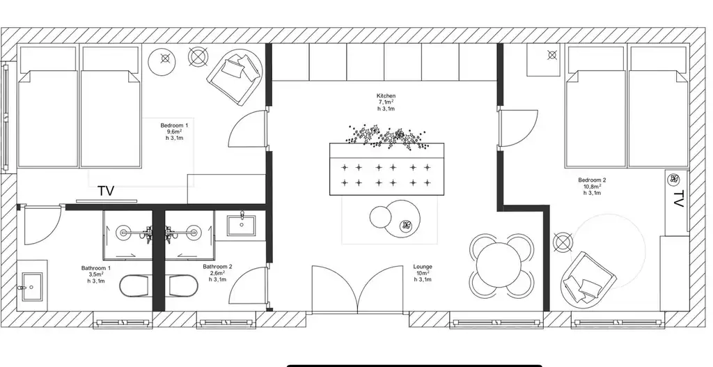 Záhřeb, Náměstí Franjo Tuđmana – Zařízený dvoupokojový byt