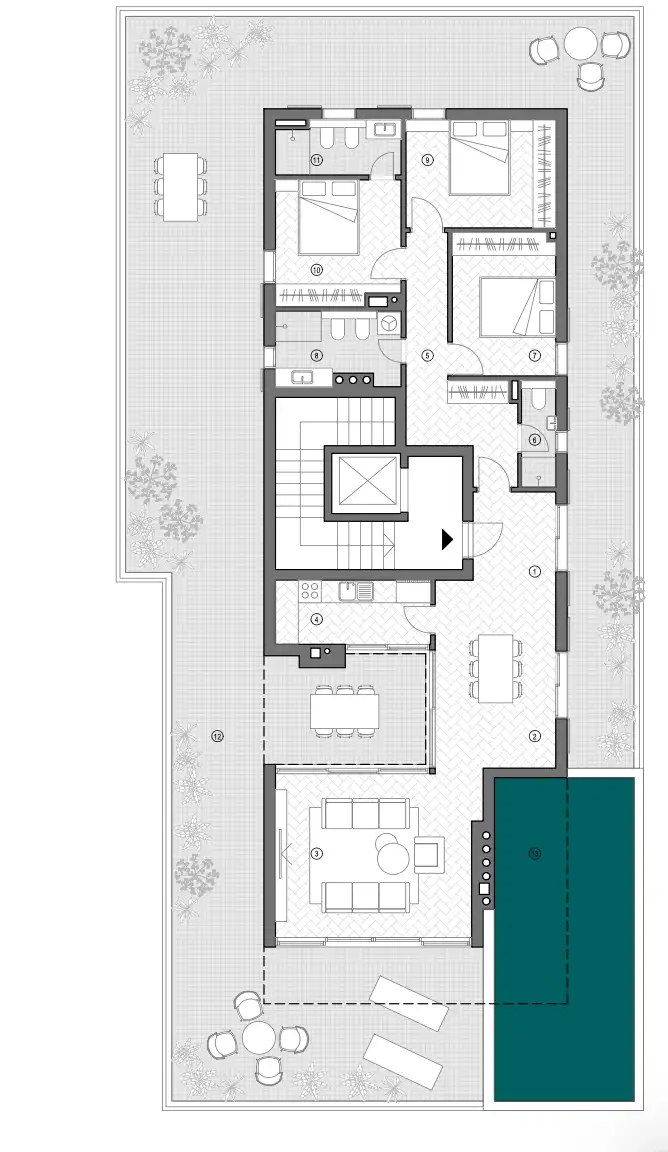 Split, Meje - Trosoban penthouse sa prostranom terasom i bazenom