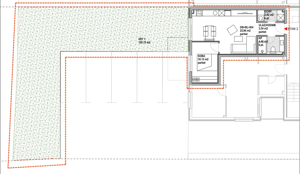 Zagrzeb, Gajnice - Nowe budownictwo, mieszkanie dwupokojowe 56 m2