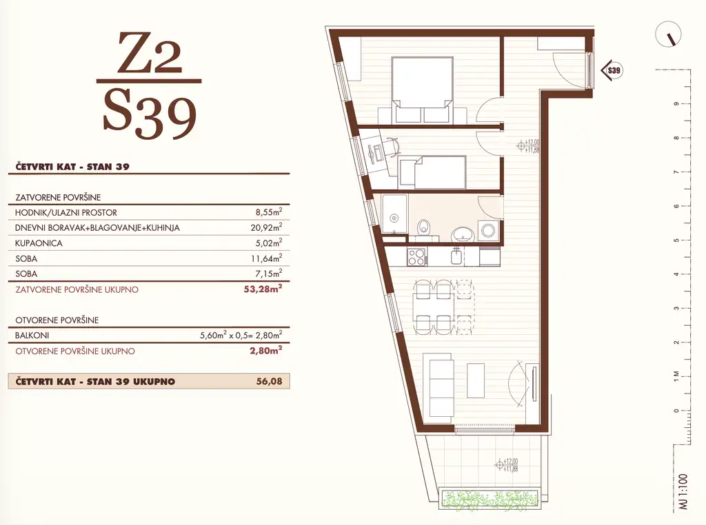 Split, Visoka - Two-bedroom apartment with a terrace and a loggia in a modern new building