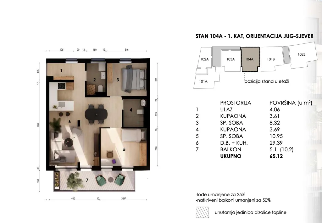 Záhřeb, Črnomerec - třípokojový byt s balkónem 65 m2 novostavba