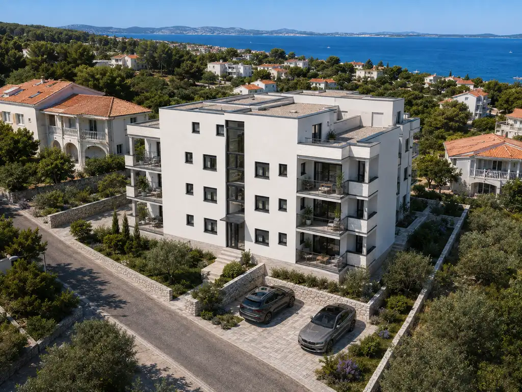Primošten, novostavba – sedm bytů s terasami a parkováním