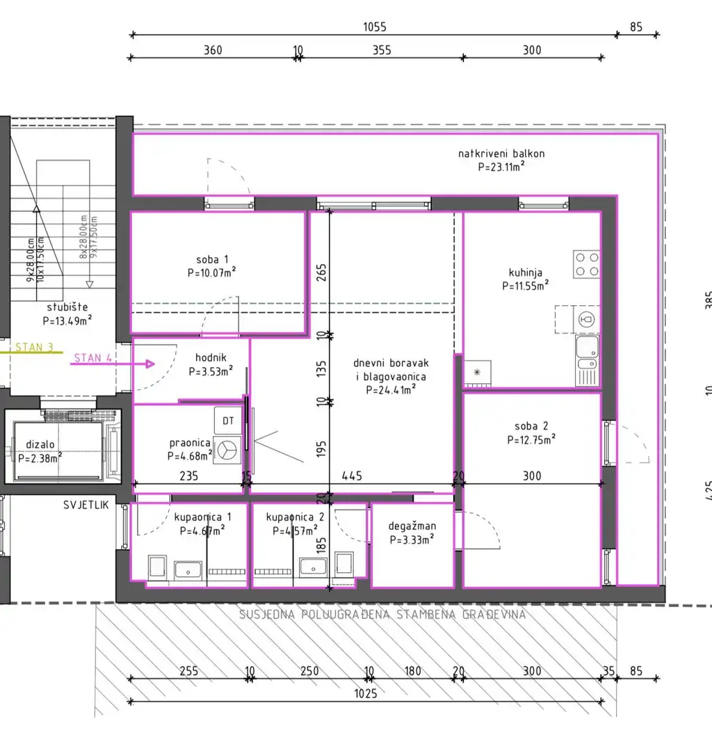 Appartement de 107 m² à Maksimir - Neuf, première location