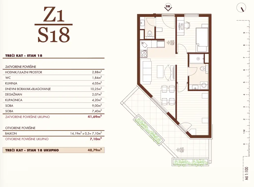 Split, Wysoka - Dwupokojowe mieszkanie z tarasem i loggią w nowoczesnym, nowym budownictwie