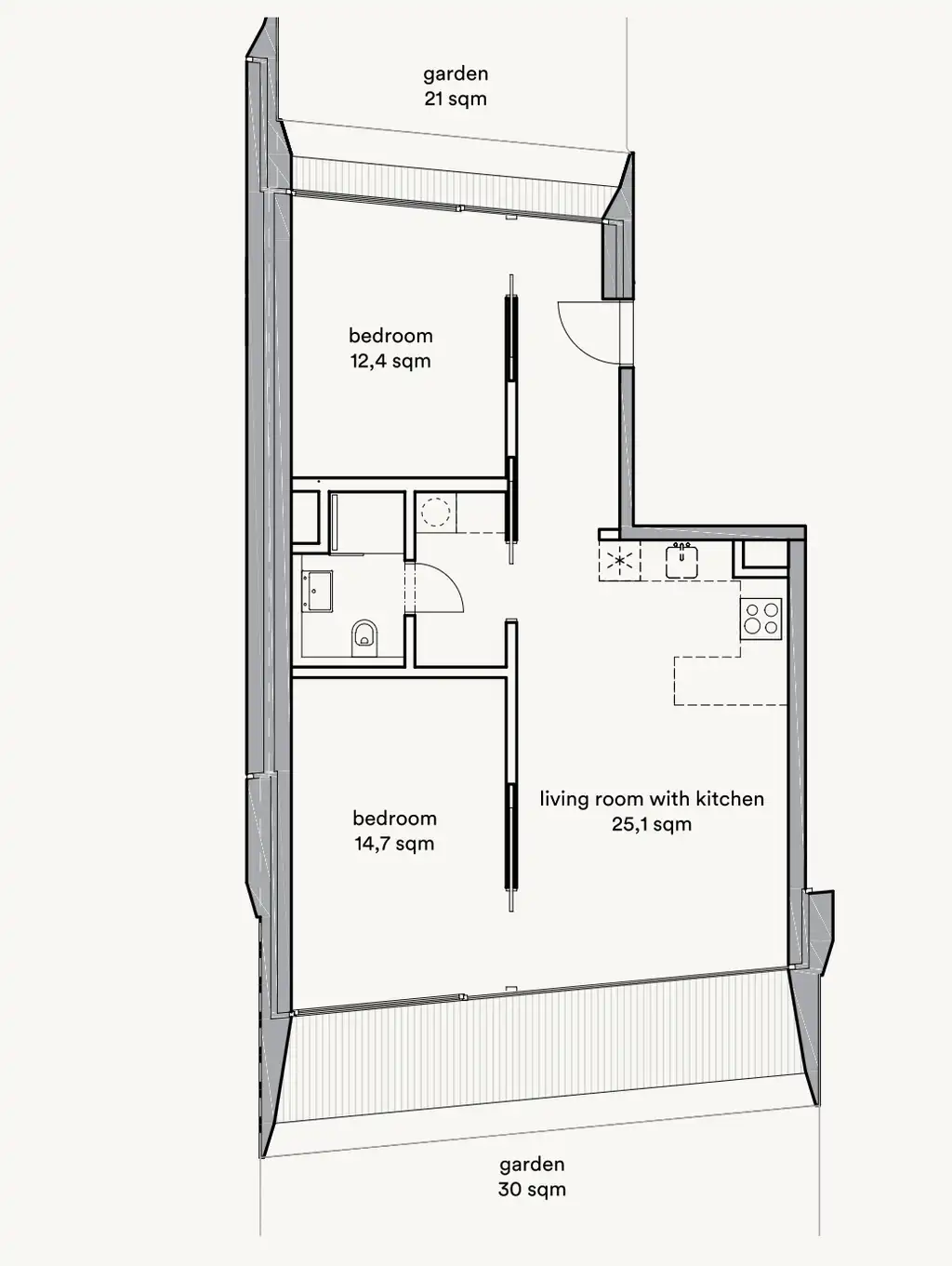 Podstrana – stan 78,86 m², 2S+DB, privatni vrt,garažno parkirno mjesto
