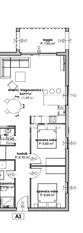 Trogir, Čiovo - Appartamento in un complesso residenziale di lusso vicino al mare 73 m2