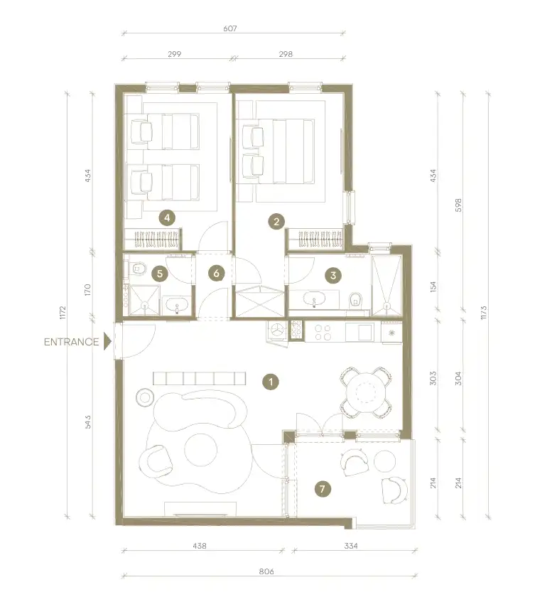 Novi Vinodolski, Mövenpick – Drei-Zimmer-Apartment 78 m², erste Reihe zum Meer