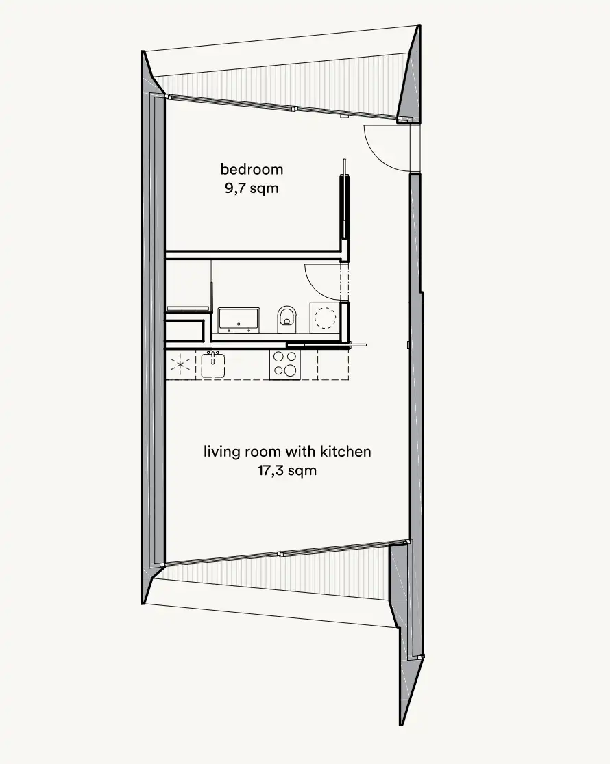 Podstrana – stan 45,89m², 1S+DB, terasa 6,82m²,garažno parkirno mjesto