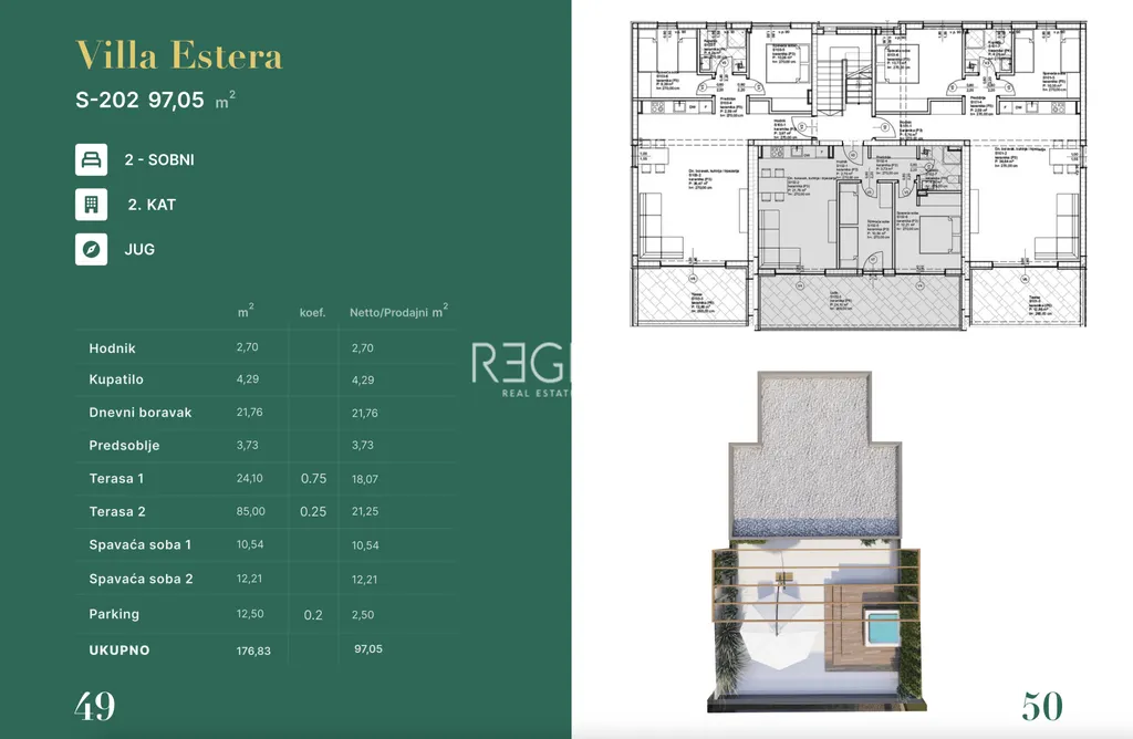 Zadar, Privlaka - Trojizbový penthouse v obytnom komplexe blízko mora 97 m2, novostavba
