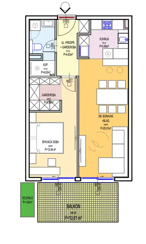 Split, Duilovo - Mieszkanie dwupokojowe z zadaszonym balkonem