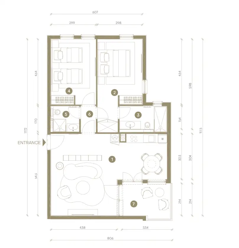 Novi Vinodolski, Mövenpick – 3-Zimmer-Apartment 78 m², erste Reihe zum Meer
