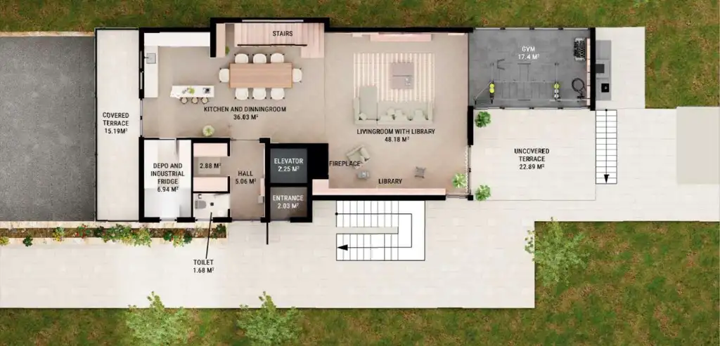 Gračani, dvoetažni stan 370,95 m² — vrt, terase, teretana, lift