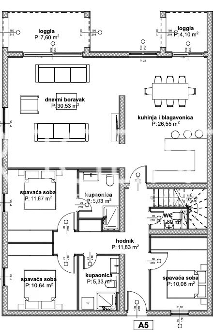 Trogir, Čiovo - Penthouse dans une résidence d'appartements de luxe près de la mer 190 m2