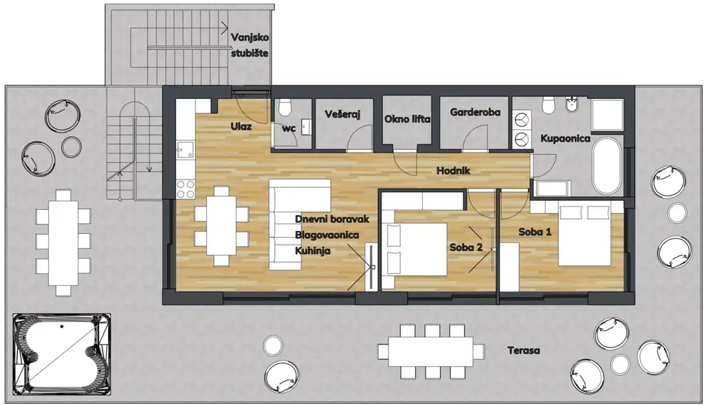 Zagreb, Gračani – penthouse s krovnim vrtom i panoramskim pogledom