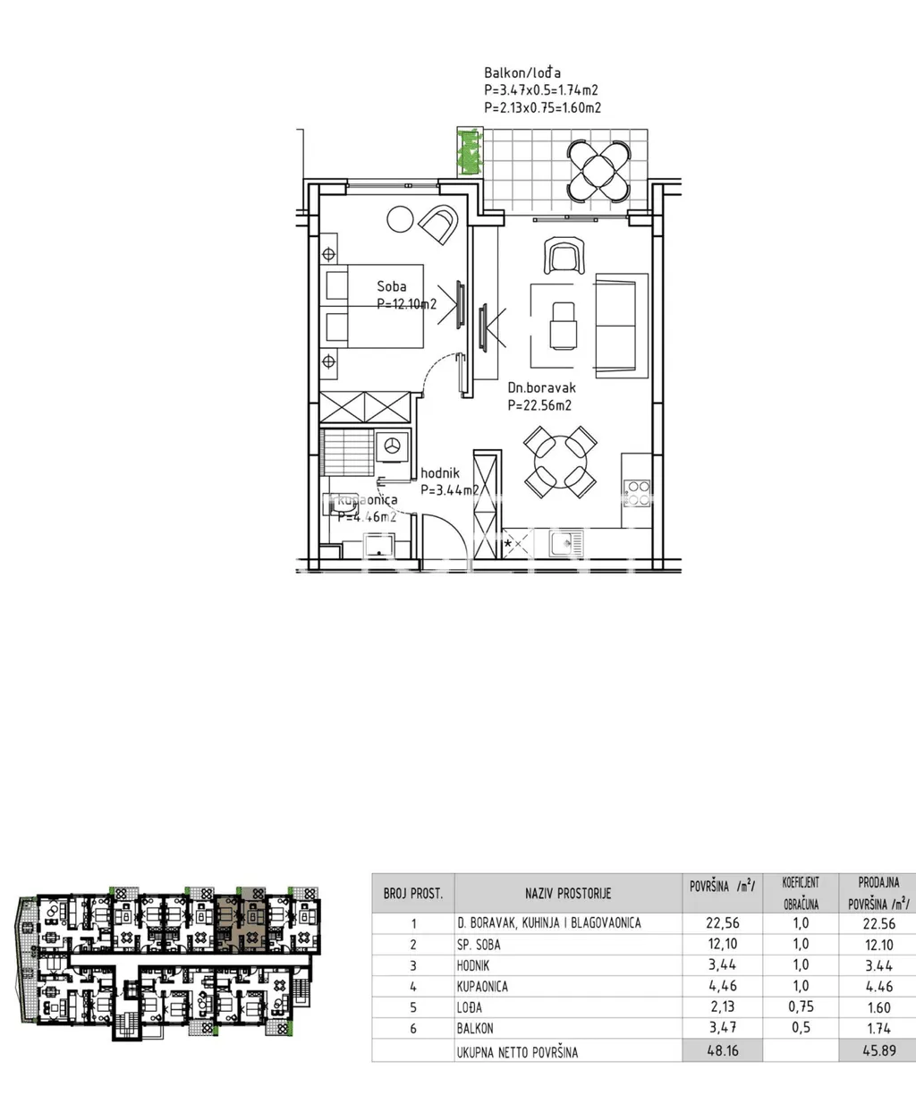 Makarska - Moderno enosobno stanovanje 46 m2 NOVOGRADNJA