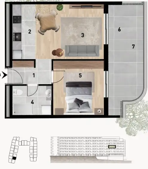 Zadar, Crvene kuće - Luxusní dvoupokojový byt 56 m2 novostavba