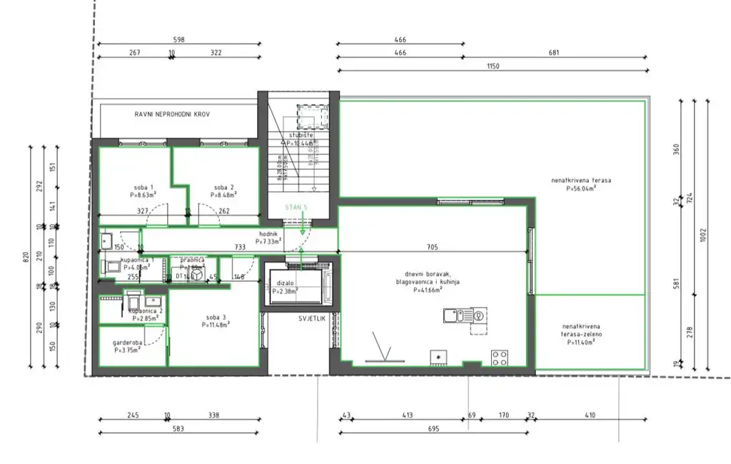Penthouse 123 m², Maksimir — première location, ascenseur privatif, garage