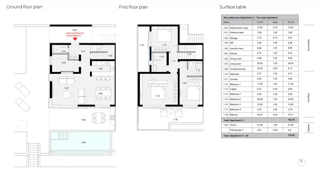 Trogir, Sevid - Appartement luxueux en duplex avec piscine