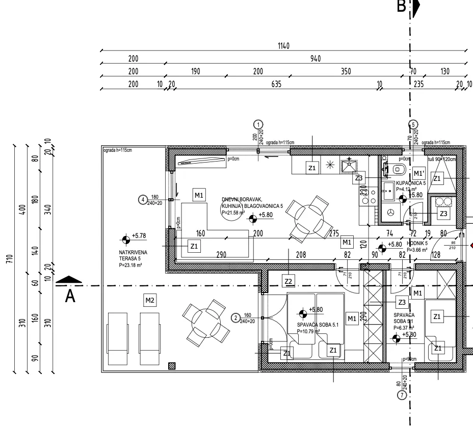 Trogir, Okrug Gornji - Trosoban penthouse sa natkrivenom terasom