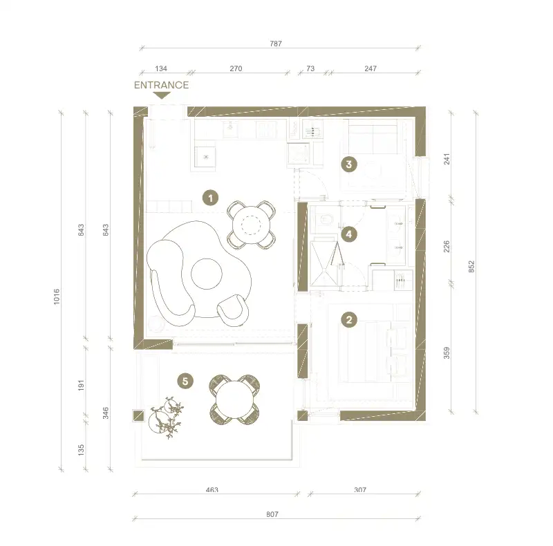 Novi Vinodolski, Mövenpick – trosoban apartman 67,m², balkon