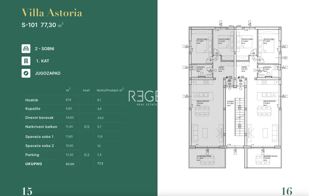 Zadar, Privlaka - Trojizbový byt v obytnom komplexe blízko mora 77 m2, novostavba