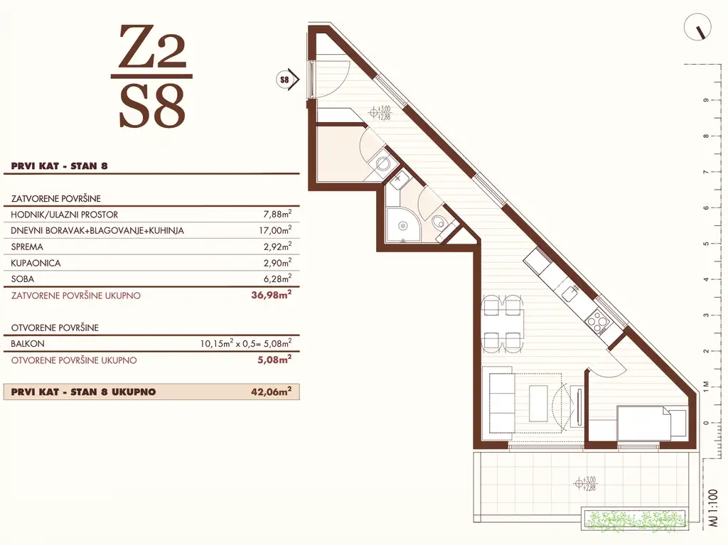 Split, Hohe Lage - Zweizimmerwohnung mit Terrasse und Loggia in einem modernen Neubau
