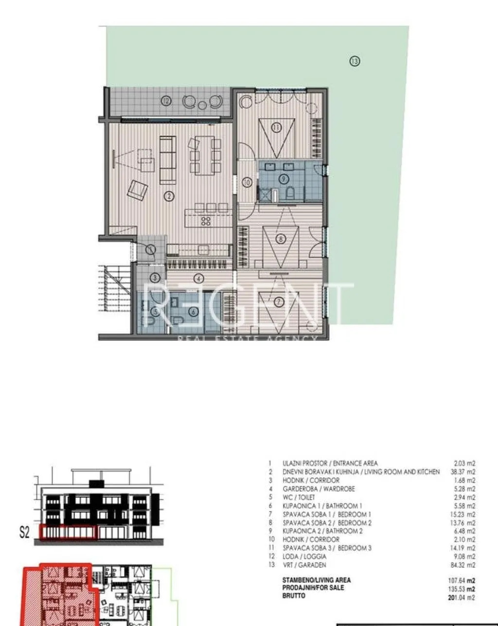 Trogir, Marina - Trosoban stan s logiiom 108 m2